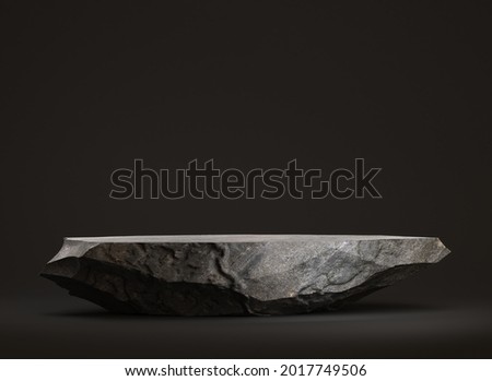 Stone podium for display products on а black background. 3d illustration Сток-фото © 
