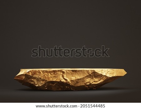 Gold stone podium for display products on а black background. 3d illustration Сток-фото © 