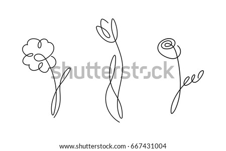 One line design silhouette of flowers.vector illustration