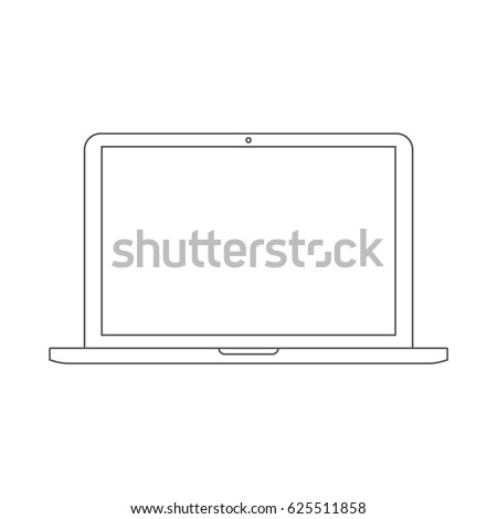 Laptop outline vector icon eps10.  Nonebook Laptop front side view outline vector eps10.