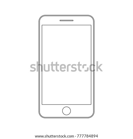 Smartphone or mobile phone outline vector eps10. Smartphone front view vector eps10