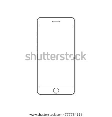 Smartphone outline. Mobile phone outline. Outline smartphone black lines with empty screen vector eps10. Mobile phone smartphone outline sign.