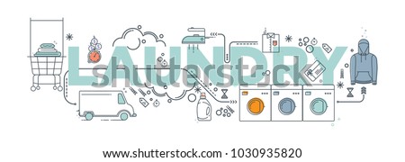Hand drawn doodle Laundry set Vector illustration washing icons isolated on the white background. Laundry concept elements. Branding technology concept for Header banner, flyer, card, brochure.