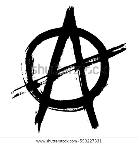 Vector illustration of black anarchy sign painted by dry brush. Hand drawn symbol. White background.Textured element. Black lines. Punk. Protest.