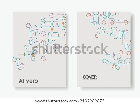 Lines and dots connect vector design. Network shapes design. Abstract pattern of dots, lines, rounded squares, circles and other simple geometric objects. Scheme shapes tech concept style