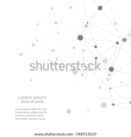 Abstract polygonal with connecting dots and lines. Connection science background.