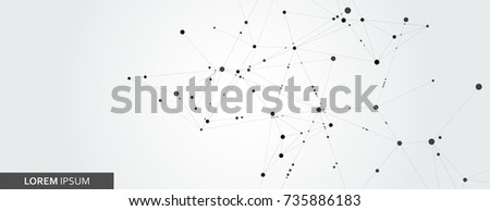 Abstract connection structure on banner template. Vector science and technology background.