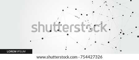 Abstract connection structure on banner template. Vector science and technology background.