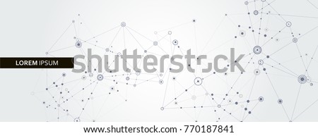 Geometric connected line and dots. Simple technology graphic background. Vector banner design.