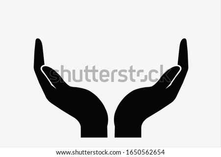 Saving hand silhouette. Vector illustration.