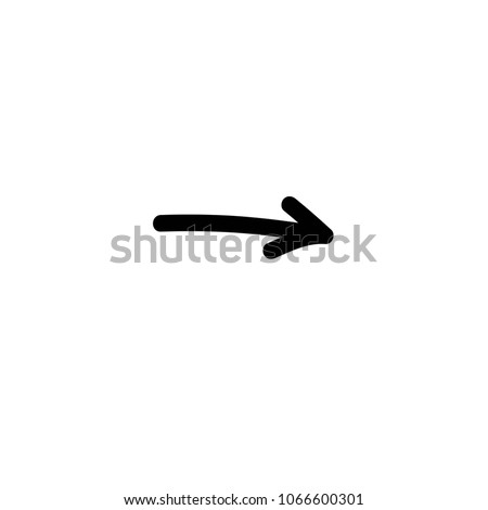 black hand drawn  right arrow cartoon icon. Isolated on white. Continue icon.  Next sign. East arrow.