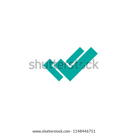 Valid Seal icon. Blue double squared tick. Flat done sticker icon. Isolated on white. Accept button. Good for web and software interfaces. Vector illustration. Check Mark. 