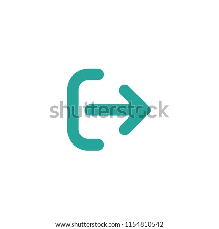 Exit or logout, log off icon. Isolated on white. blue right rounded arrow with bracket. Sign out icon. Profile, user sign. Arrow in box. quit, export, file, import, share 
