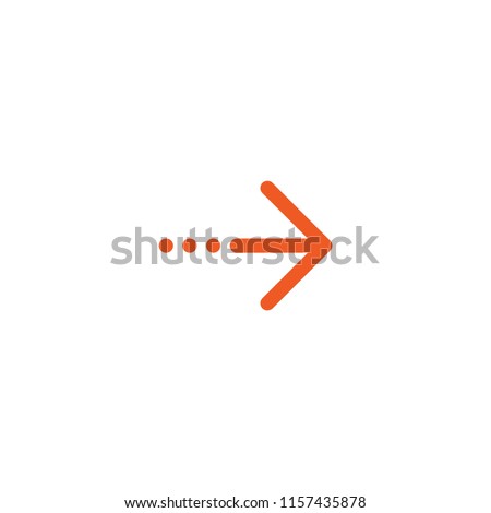 Continue icon.  red thin right arrow and three dots icon. Isolated on white. Next sign. look directory