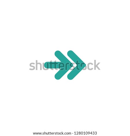 blue right double rounded arrow icon. Isolated on white. Continue icon.  Next sign. East arrow.