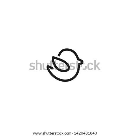 Simple bird line silhouette isolated on white background. Vector illustration. Flat Icon. Black and white. Winter decoratio. Dove, starling, martin, swift, martlet