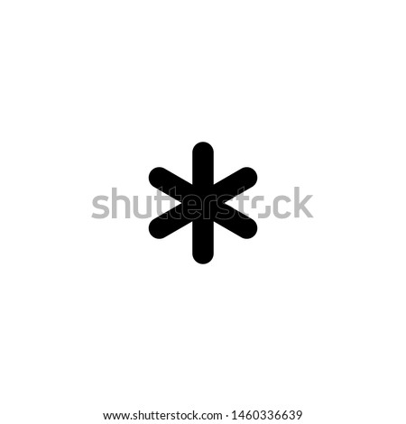 black asterisk footnote icon. Asterisk sign. Flat icon of asterisk isolated on white background. Vector illustration. Star note symbol for more information