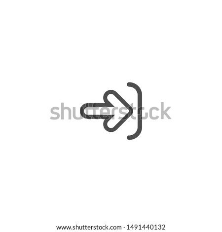 Enter or log in icon. Isolated on white. black line right rounded arrow with bracket. Sign in icon. Profile, user sign. Arrow in box. Entrance, access, submit, share.