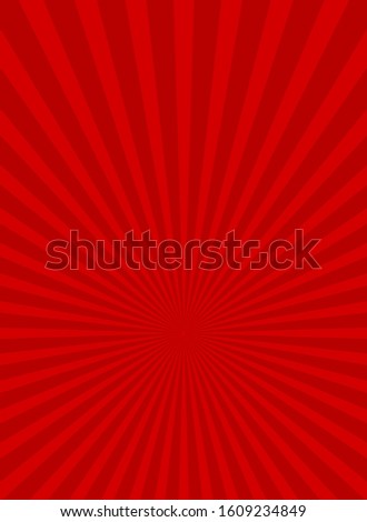 Sunlight rays vertical poster. Red burst background. Vector illustration. Sun beam ray sunburst wallpaper. Retro circus placard