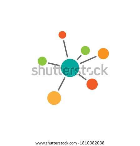 Hub network connection icon isolated on white. Tech or technology logo. Server or central database button.  System links symbol. Connected communities , compaies, offices