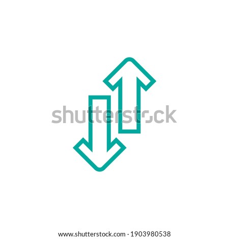 Flip Vertical vector icon. two blue line opposite arrows isolated on white. Flat exchange icon. Flip flop pictogram. Vertical double-headed arrow.