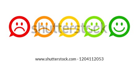 rating satisfaction feedback in form of emotions excellent good normal bad awful speech bubble vector illustration