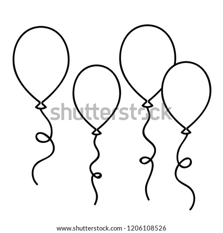 balloons simple drawing outline for coloring book vector illustration