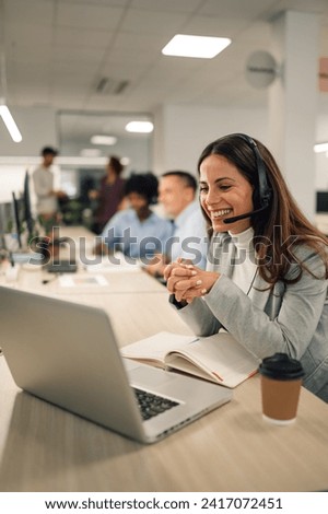 Similar – Image, Stock Photo Smiling businesswoman answering phone call