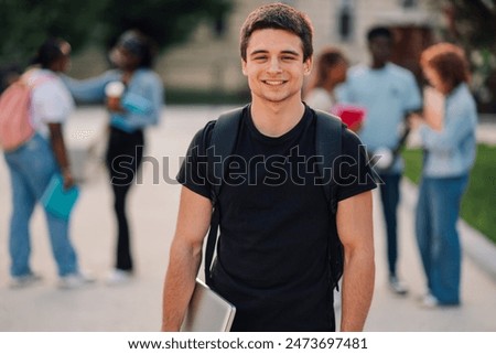 Similar – Image, Stock Photo Young people looking at the tablet in a coffee shop