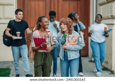 Image, Stock Photo University entry Portrait of a Smart Beautiful arab Girl Holding Study Text Books Smiling Looking at the Camera. Authentic Student has a lot to study and read, for Class Assignment, Exams Preparation