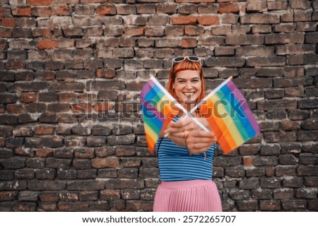 Similar – Image, Stock Photo rainbow crossing Freedom