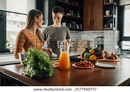 Similar – Image, Stock Photo lgbt concept: two light blue bamboo toothbrushes in a jar with space for your text