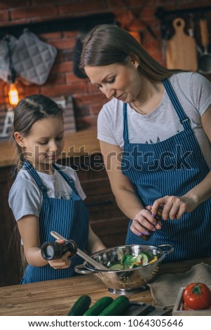 Similar – Image, Stock Photo Woman seasoning food with salt