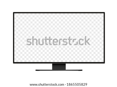 Flat design illustration of monitor for computer or television. Black frame with blank white screen for adding text or image. Isolated on white background - vector