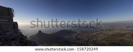A Panorama of Lion's Head and the City of Cape Town From Table Mountain with the Cable Car Station