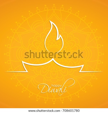 Indian diya oil lamp. The festival of lights. Happy Diwali abstract background with ornament for your greeting card design