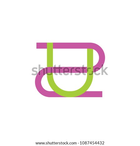 letters u2 overlapping design logo vector