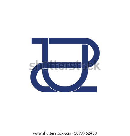 letters 2u linked flat design logo vector