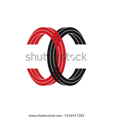 letters cc stripes linked logo vector