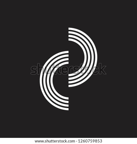 letters cc stripes geometric logo 