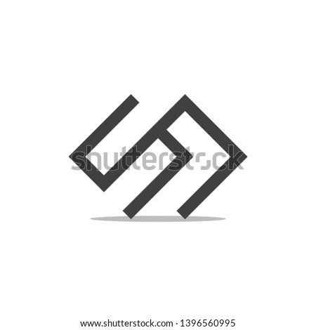 abstract letter sj simple geometric line logo vector