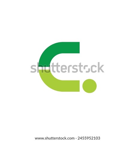 letter cj colorful green geometric logo vector 