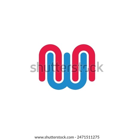 letter nw loop colorful lines stripes logo vector 