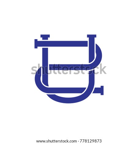 letters u2 linked design logo vector