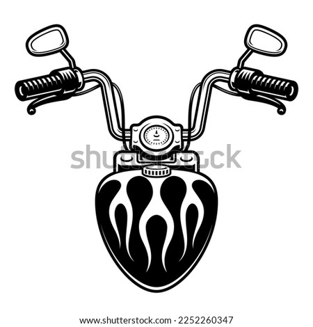 Black and white motorcycle handlebar vector illustration on a white background