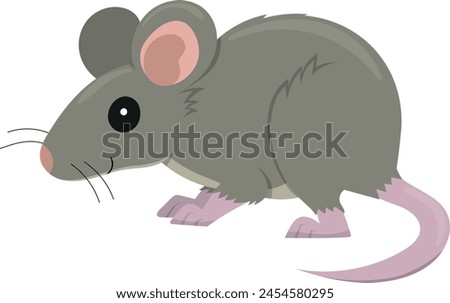 Mouse isolated on white background. Vector cartoon animal illustration for kids.