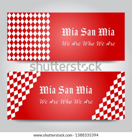 Vector illustration of Mia San Mia design banner, card, card, temple. The phrase Mia san Mia is FC Bayern Munich's motto which roughly translates to We are who we are.