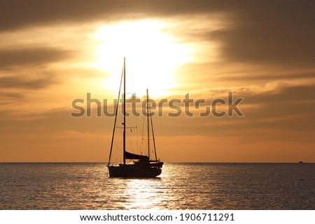 Similar – Image, Stock Photo Sailboats in the sunset at the marina in Dragor/ Denmark