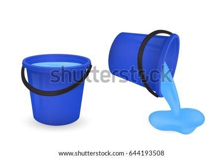 A bucket with water isolated on white background. Vector illustration.