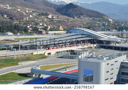 Sochi, Russia - February 6, 2015: Sochi Autodrom Formula 1 Russian Grand Prix 2014. Every motorsport fan is able to drive using his own car during track days, on the weekends at Sochi Autodrom